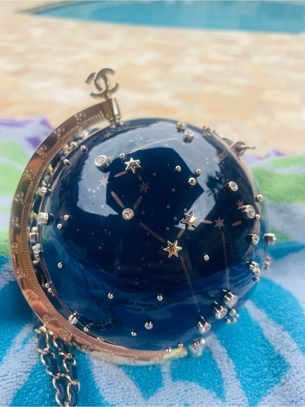 CHANEL Astrology Celestial Globe Minaudiere Evening Gold Bag AUTHENTIC